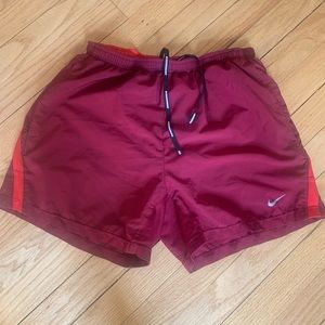 Nike running red shorts w under shorts